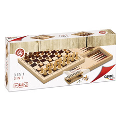 CAYRO SET 3 JEUX EN 1 (ÉCHECS, DAMES & BACKGAMMON)