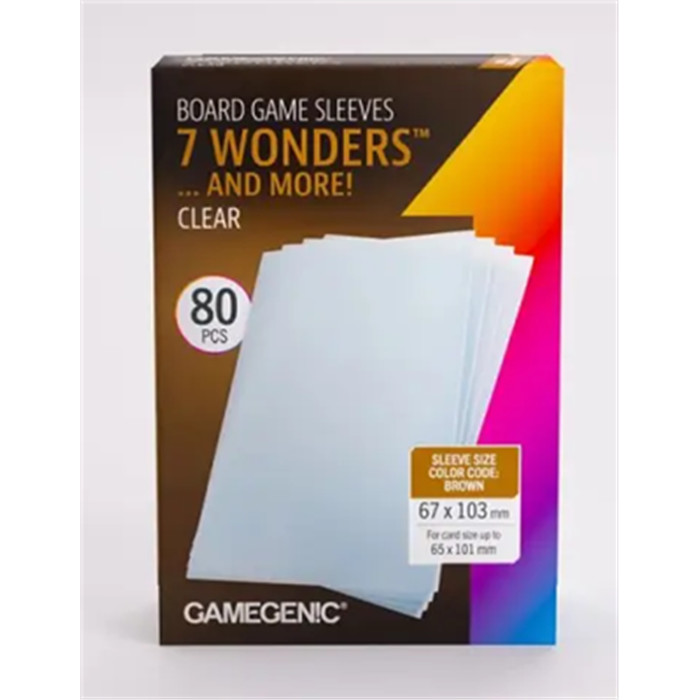 GM - BOARD GAME SLEEVES 7 WONDERS CLEAR 67X103 GM - BOARD GAME SLEEVES 7 WONDERS CLEAR 67X103