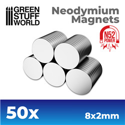 GSW - AIMANTS NÉODYMES 8X2MM - 50 UNITS (N52)
