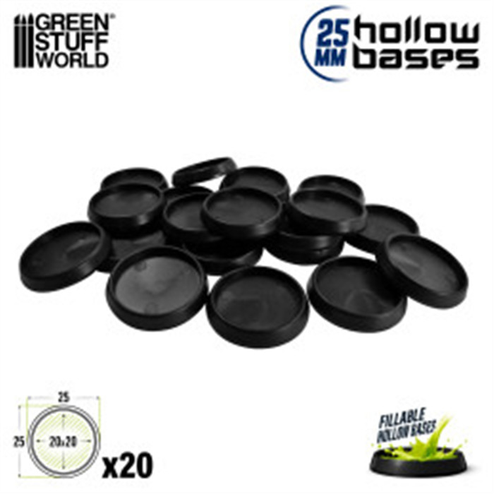 SOCLES EN PLASTIQUE NOIR AVEC CREUX - ROND 25MM SOCLES EN PLASTIQUE NOIR AVEC CREUX - ROND 25MM